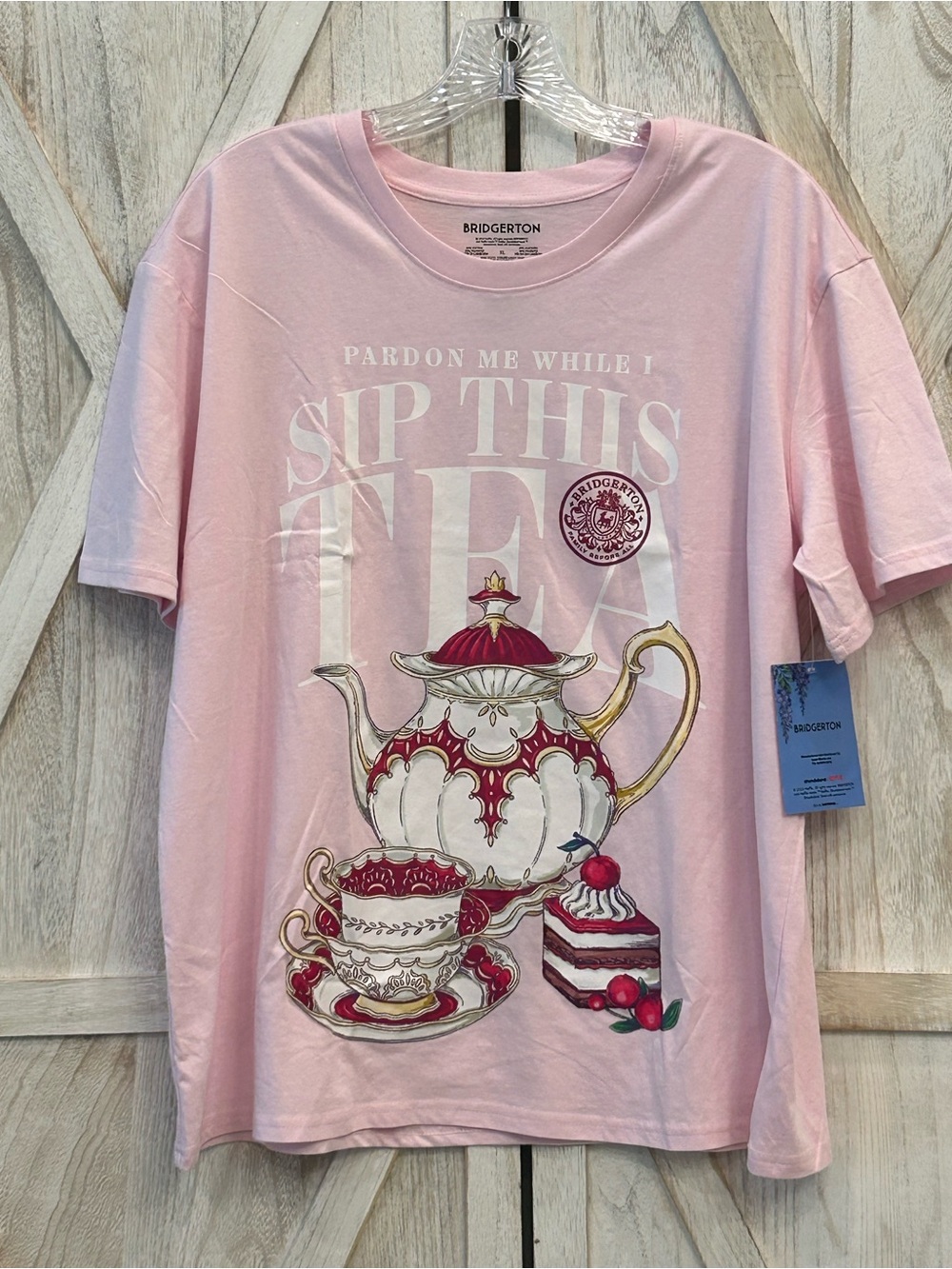 Bridgerton Pink 'Sip This Tea' Graphic Short Sleeve Tee